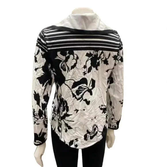 Bylyse Floral Black White Rhinestone Zip Up Jacket Size Medium - Picture 3 of 8